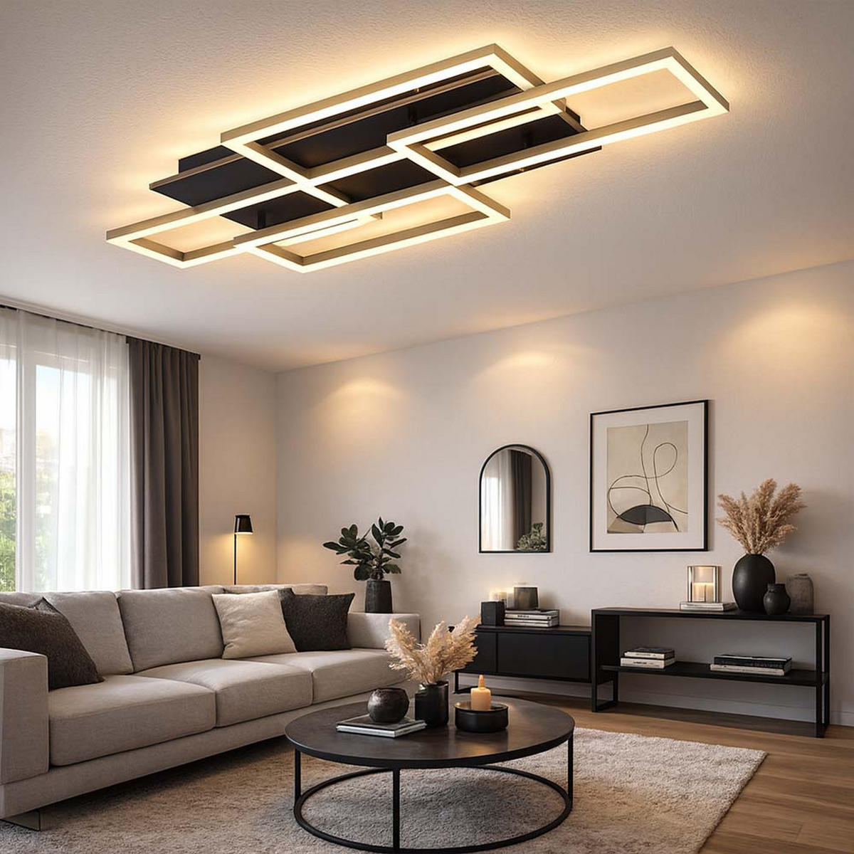 LED DECKENLEUCHTE JEFFRY Anthrazit - Anthrazit, Metall (87.5/32.5/7.5cm) - Globo Lighting