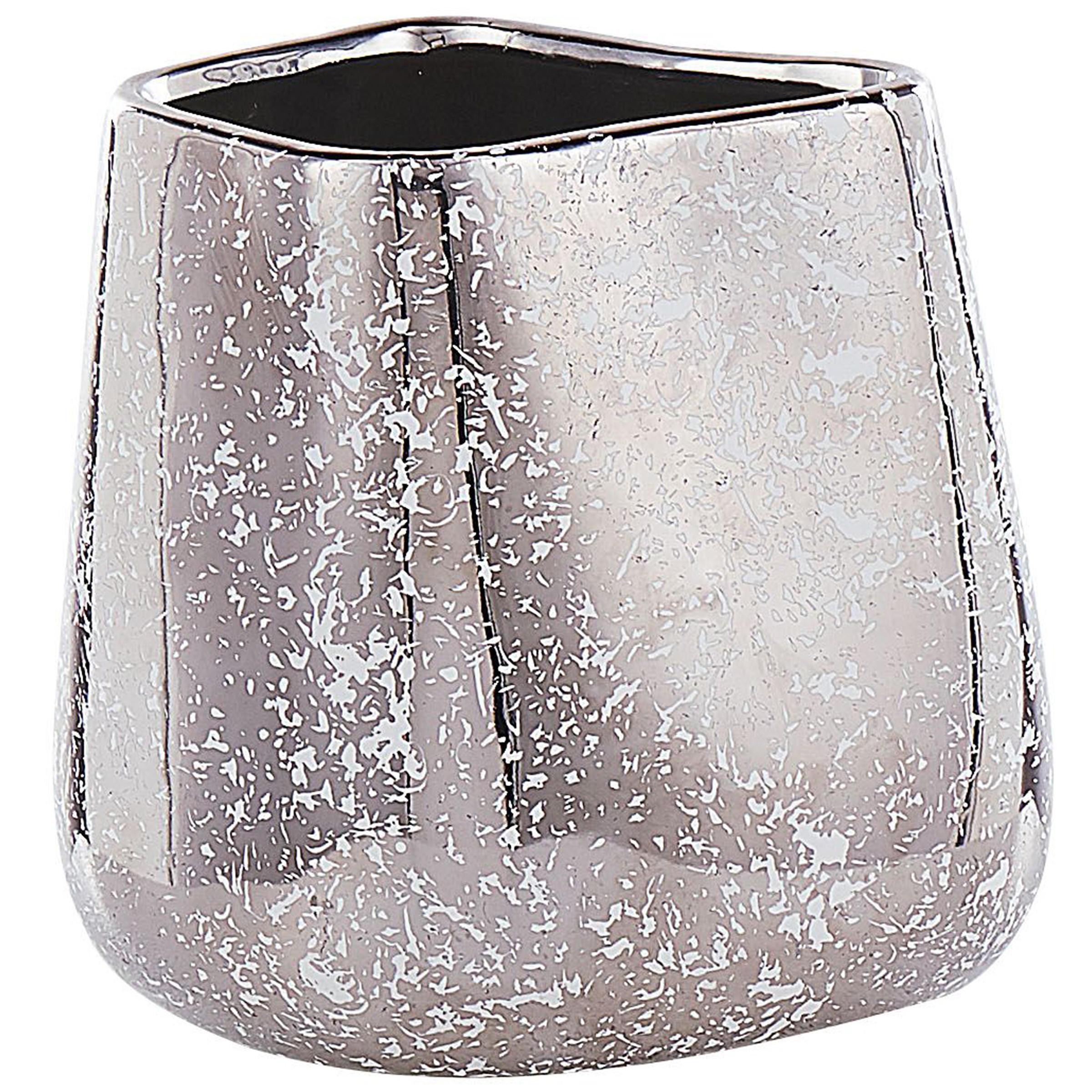 DEKOVASE Steinzeug silber Cirta - Silberfarben, Stein (20cm) - Beliani