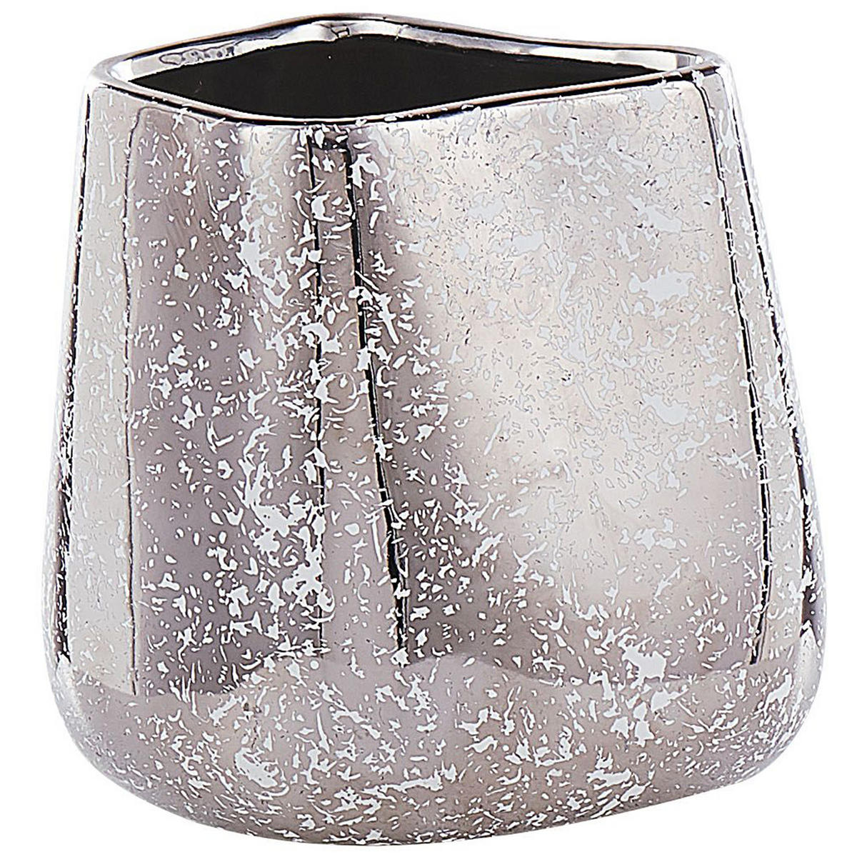 DEKOVASE Steinzeug silber Cirta - Silberfarben, Stein (20cm) - Beliani