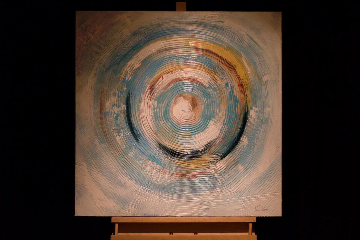 ACRYLBILD HANDGEMALT 80/80 cm - Blau/Weiß, Holz/Textil (1.92/80cm) - KUNSTLOFT
