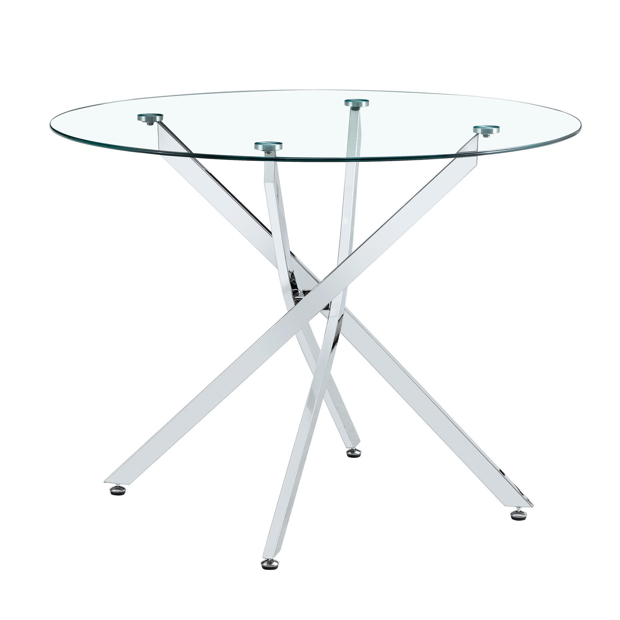 ESSTISCH runder mit silbernem Metallgestell 80/80/75 cm - Silberfarben, Metall (88/88/75cm) - Oxeza