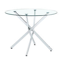 ESSTISCH runder mit silbernem Metallgestell 80/80/75 cm - Silberfarben, Metall (88/88/75cm) - Oxeza
