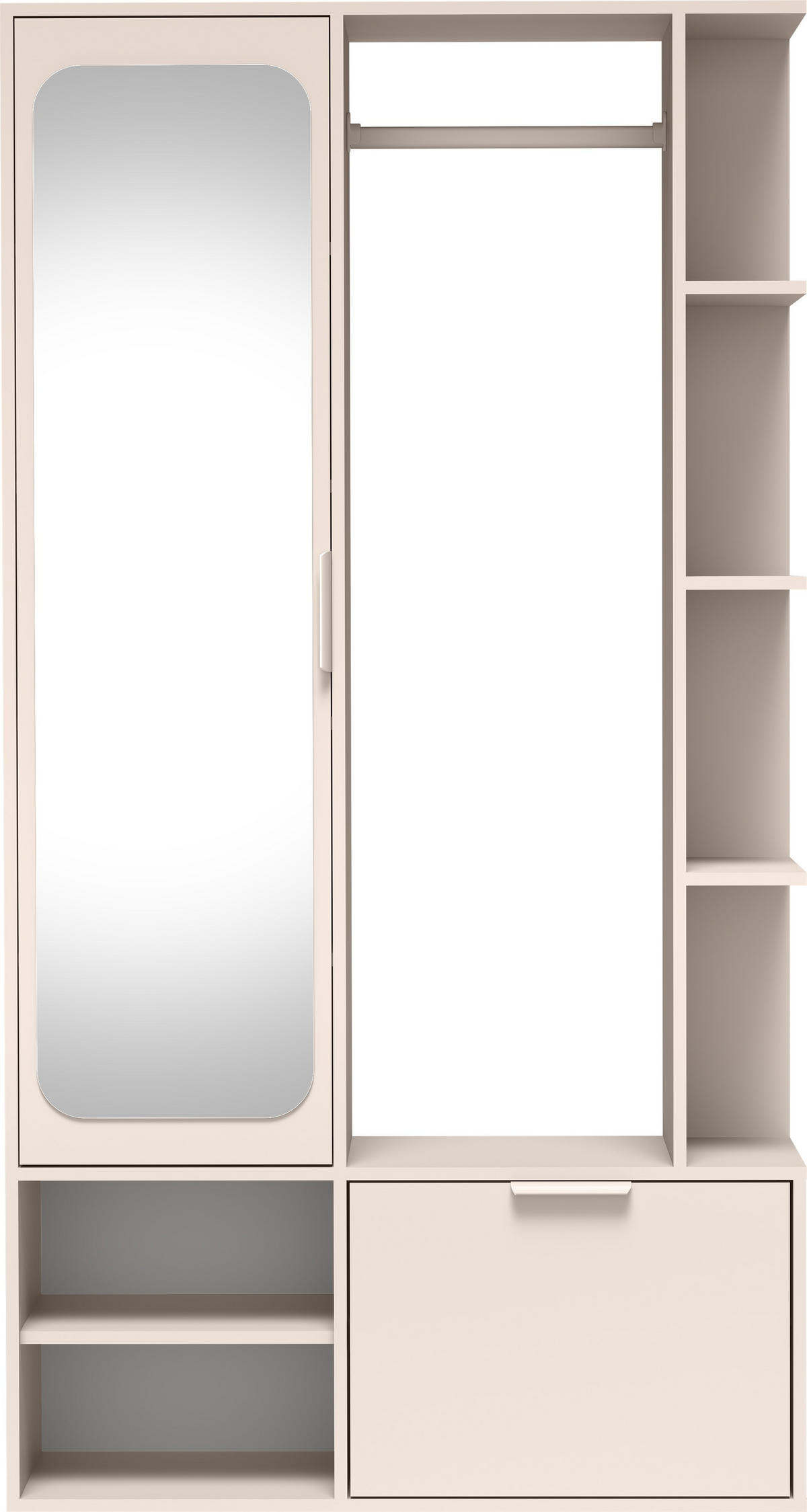 GARDEROBE Mela mit Spiegel, Sitzbank & Kleiderstange – 100/189/33 cm – Kaschmir - Kaschmir/Beige, Holzwerkstoff/Metall (100/189.4/33cm) - WFL GROUP