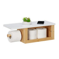 TOILETTENPAPIERHALTER - Hellbraun, Holz/Holzwerkstoff (50/17/18cm) - Relaxdays