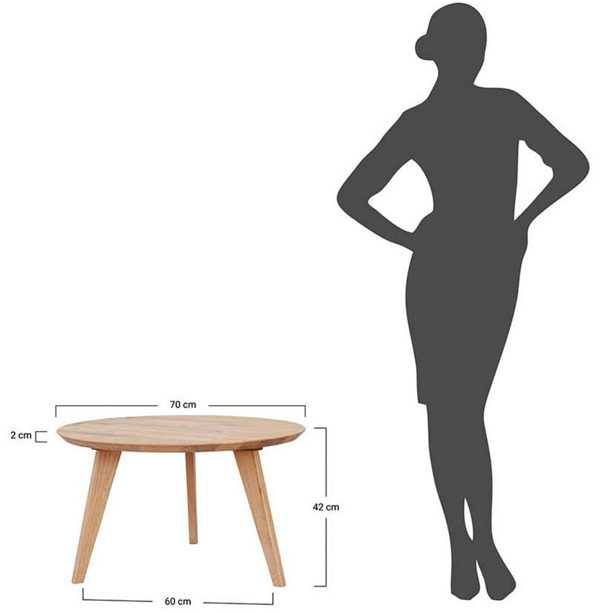 COUCHTISCH Orbetello Eiche Natur 70 / 70 / 41,5cm - Eichefarben, Holz (70/70/41.5cm) - Feldmann-Wohnen