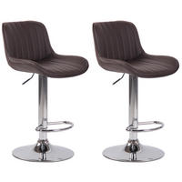 BARHOCKER 2er Set Lederlook braun - Chromfarben/Braun, Textil/Metall (50/86/50cm) - CLP
