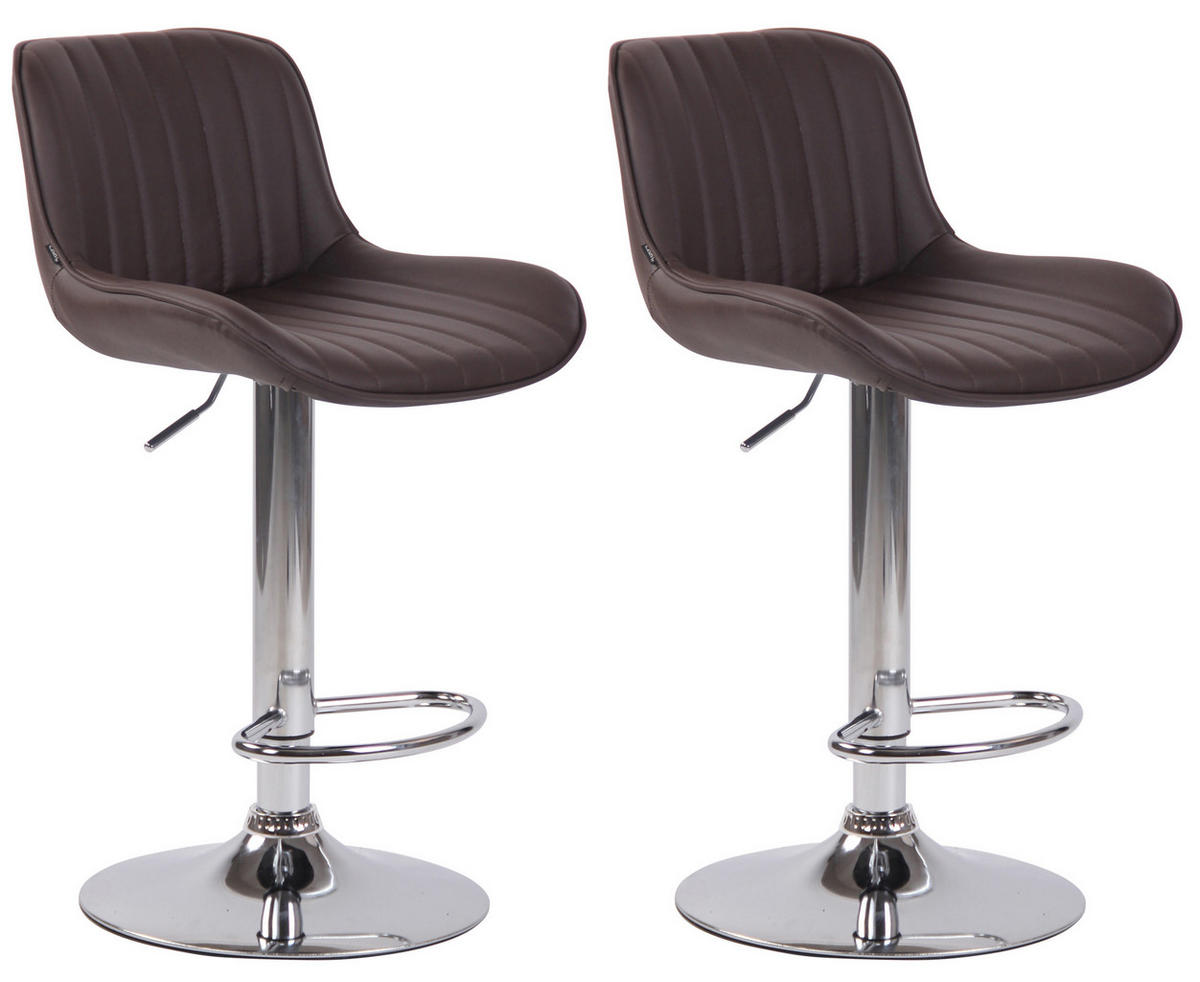 BARHOCKER 2er Set Lederlook braun - Chromfarben/Braun, Textil/Metall (50/86/50cm) - CLP