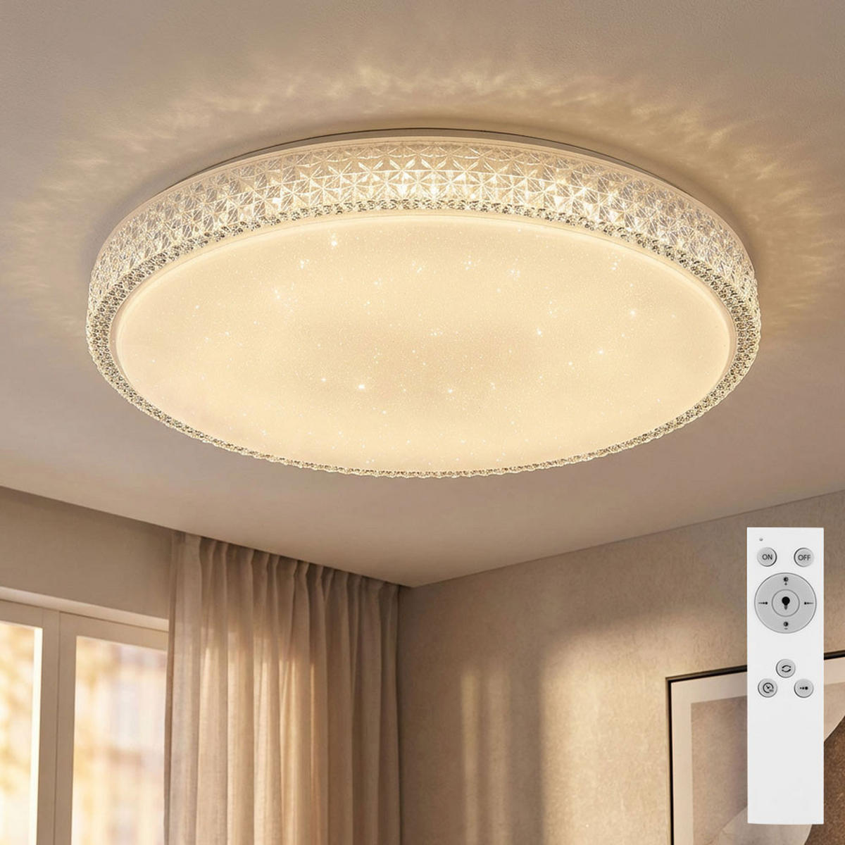 LED DECKENLEUCHTE Kristalloptik Weiß - Weiß, Metall (60/60/11cm) - Globo Lighting