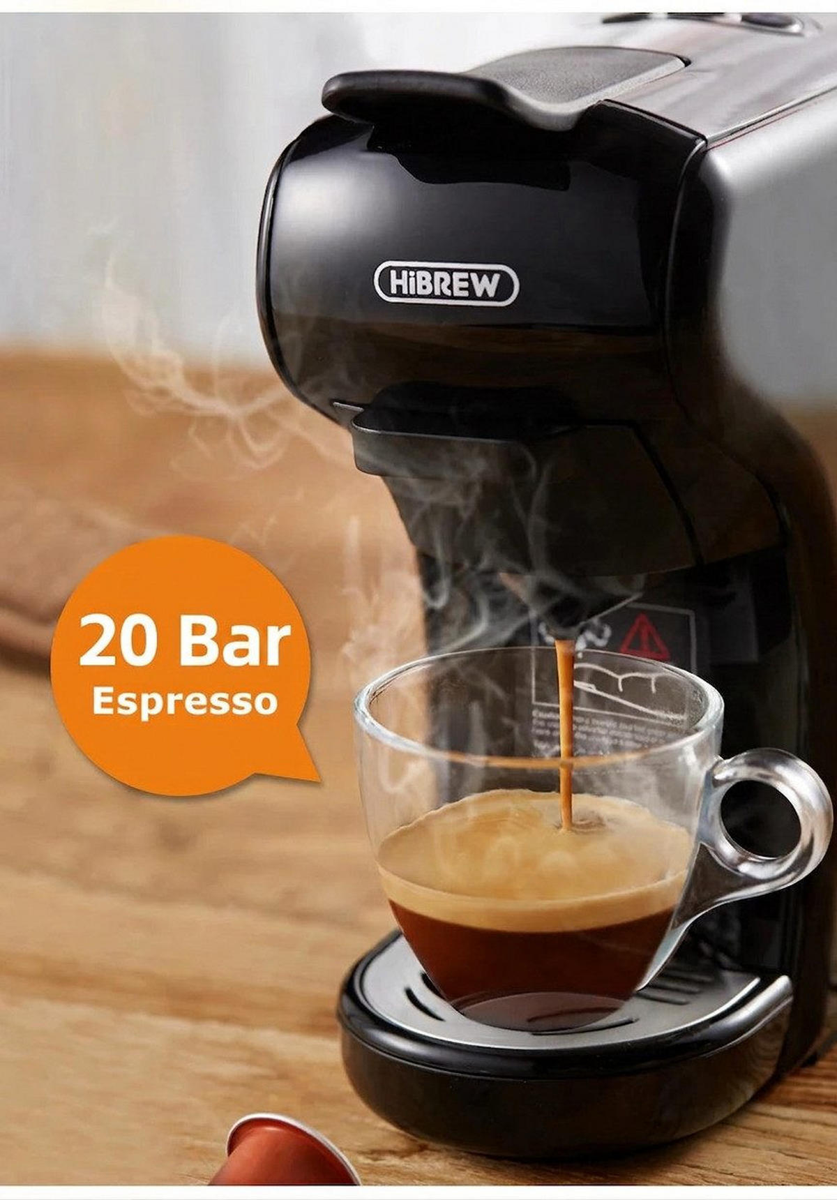 ESPRESSOMASCHINE 5-in-1, 20 Bar für Nes/DG/K-Cup/ESE Pads/Pulver - Schwarz, Metall (11/26/26cm) - BEXEVUE