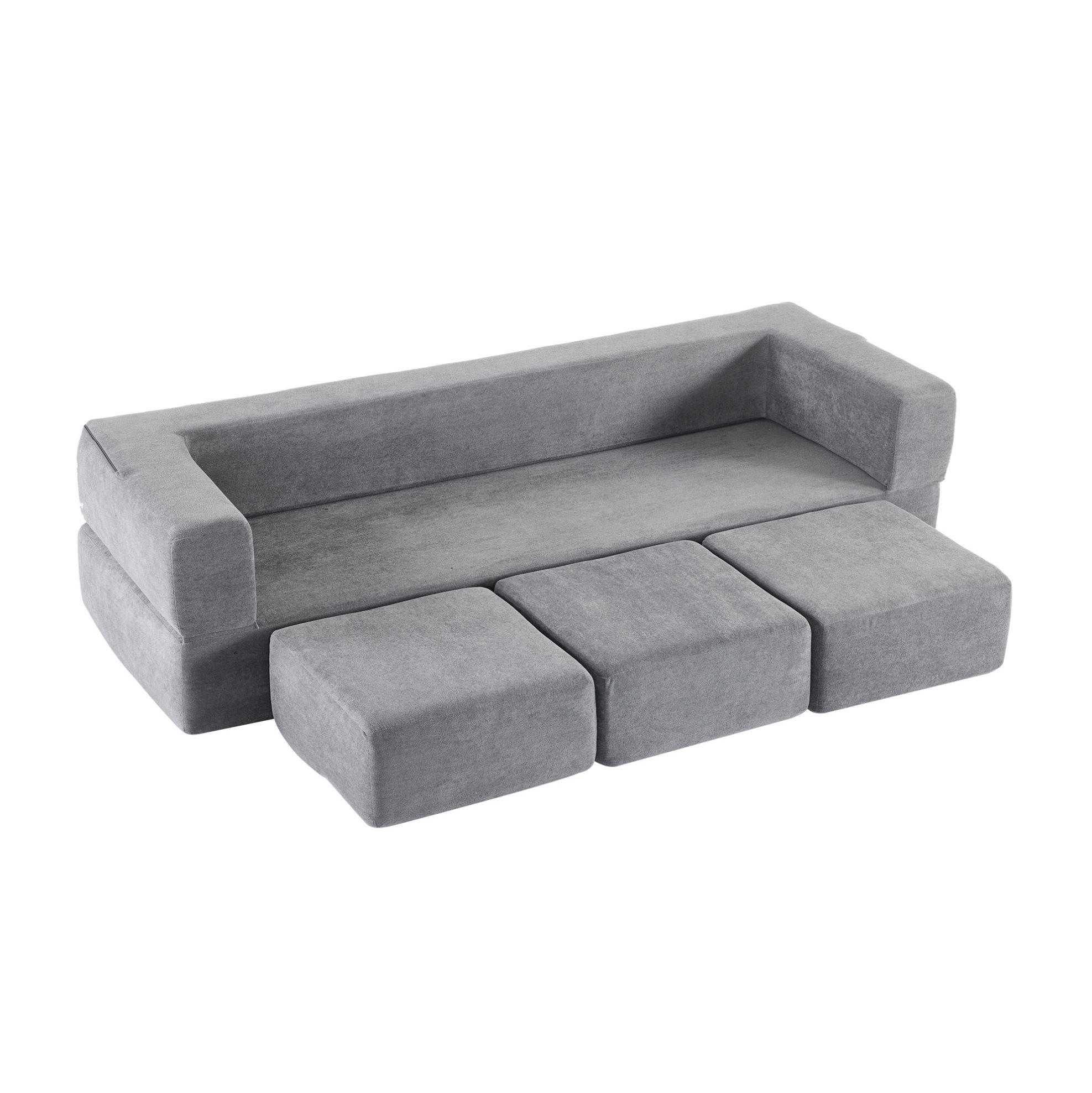 BODENSOFA aus Schaumstoff mit Schlaffunktion Dunkelgrau - Grau, Kunststoff (75.5/50/201cm) - Modenvie