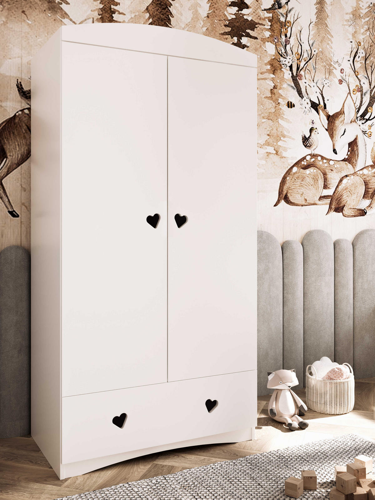 KINDERKLEIDERSCHRANK Julia 36/187/90 - Weiß, Holzwerkstoff (36/187/90cm) - Kocot Kids