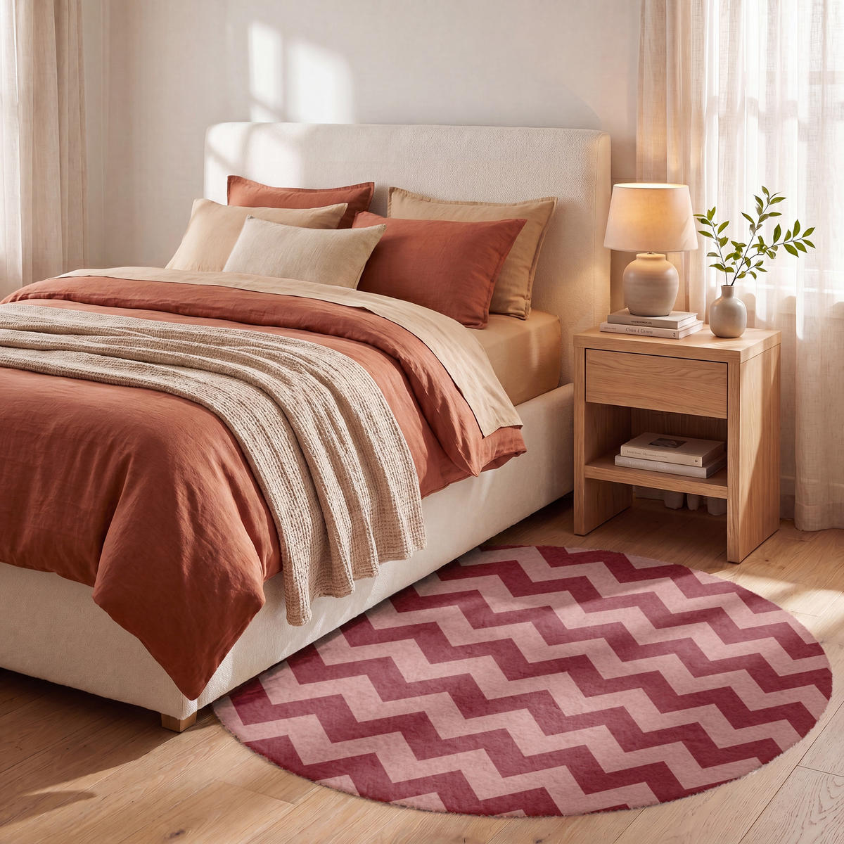 KOBERCE - Cikcak - Pruhy - Vzor - Červená - 120x120 cm - červená, textil/plast (120/0.4cm) - OnlyWow