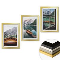 WANDBILDER 3er Set - 20x30 cm Goldrahmen - Fenster für Boote auf dem Bergsee - Goldfarben, Kunststoff (20/30cm) - ArtPrintCave