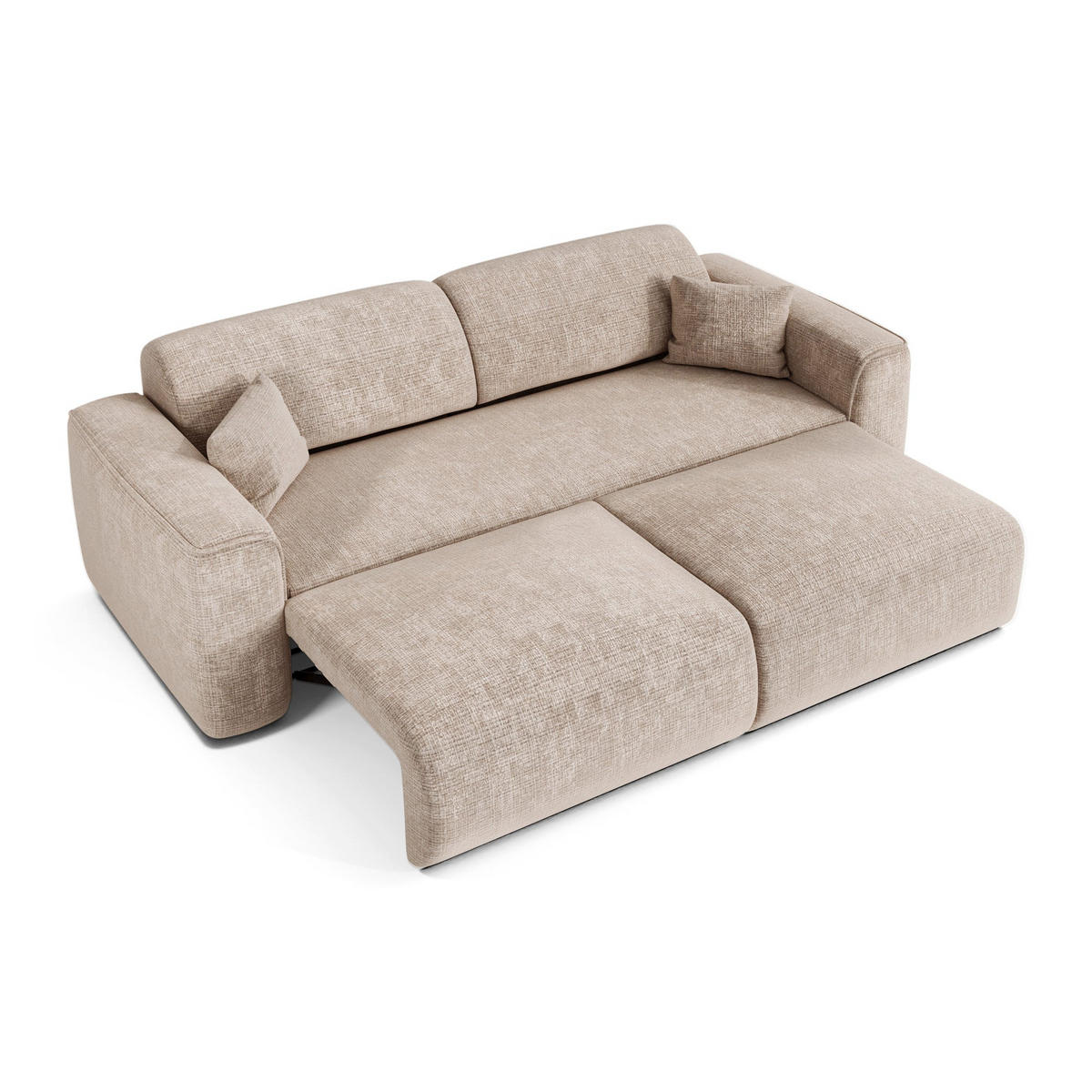 SCHLAFSOFA GERADE Geprägter Samt Beige 240cm - Beige, Textil (240/73/97cm) - Sia Home