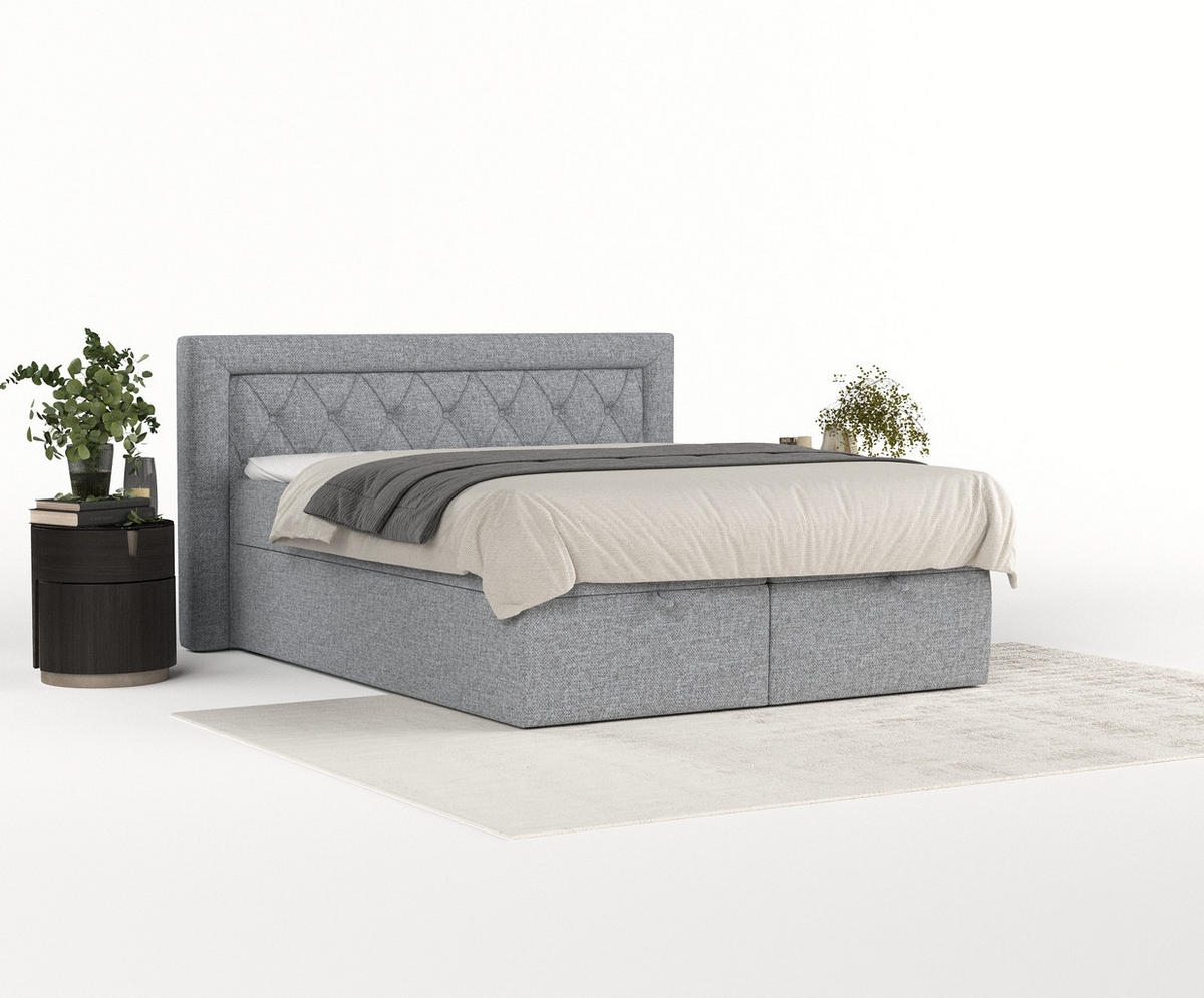BOXBETT Jayleen Grau 140/200 cm - Schwarz/Grau, Holz/Holzwerkstoff (140/200cm) - Maison de Reve