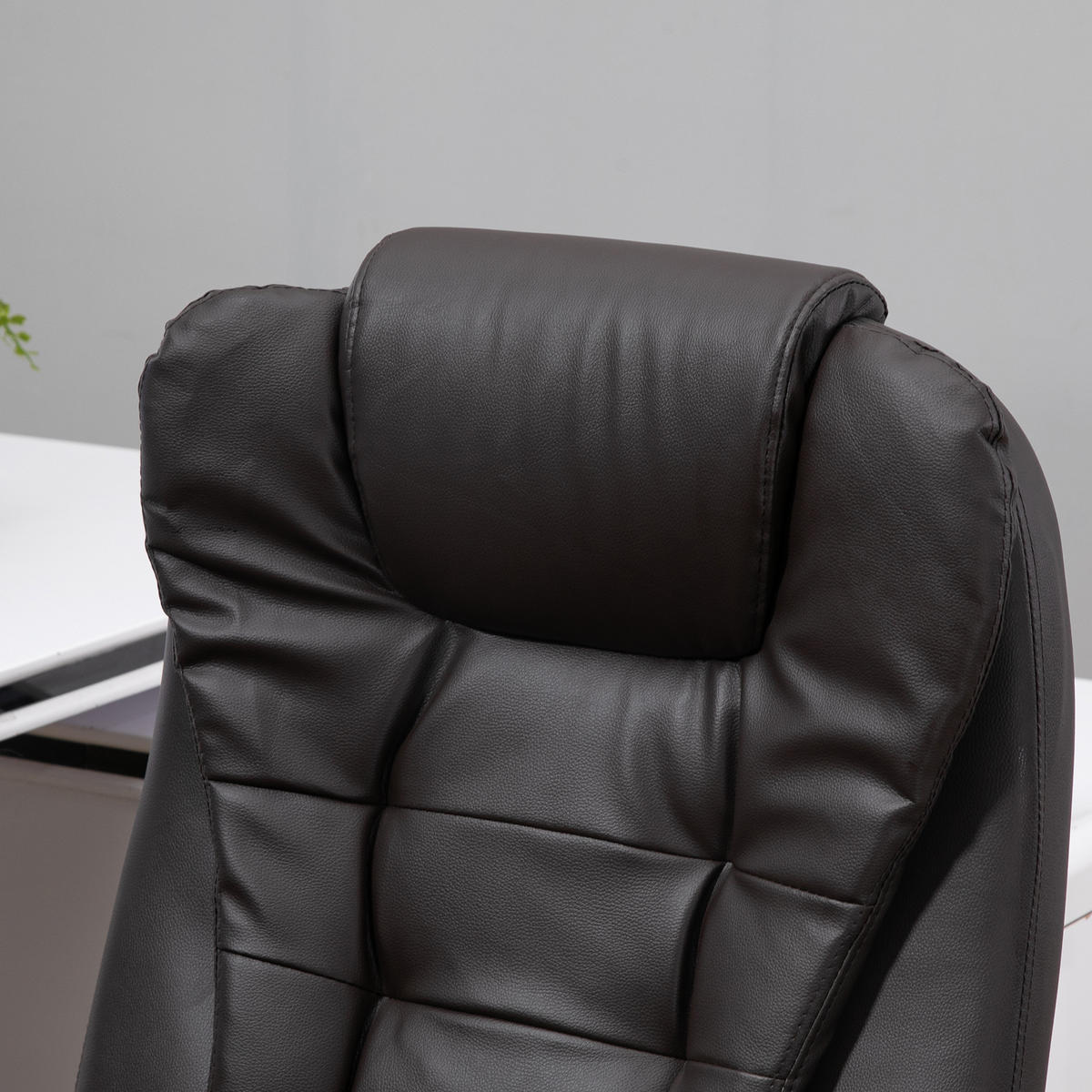 MASSAGESESSEL Bürostuhl Drehstuhl mit Wärmefunktion Chefsessel Bürosessel - Schwarz/Braun, Kunststoff (68/121/62cm) - HOMCOM