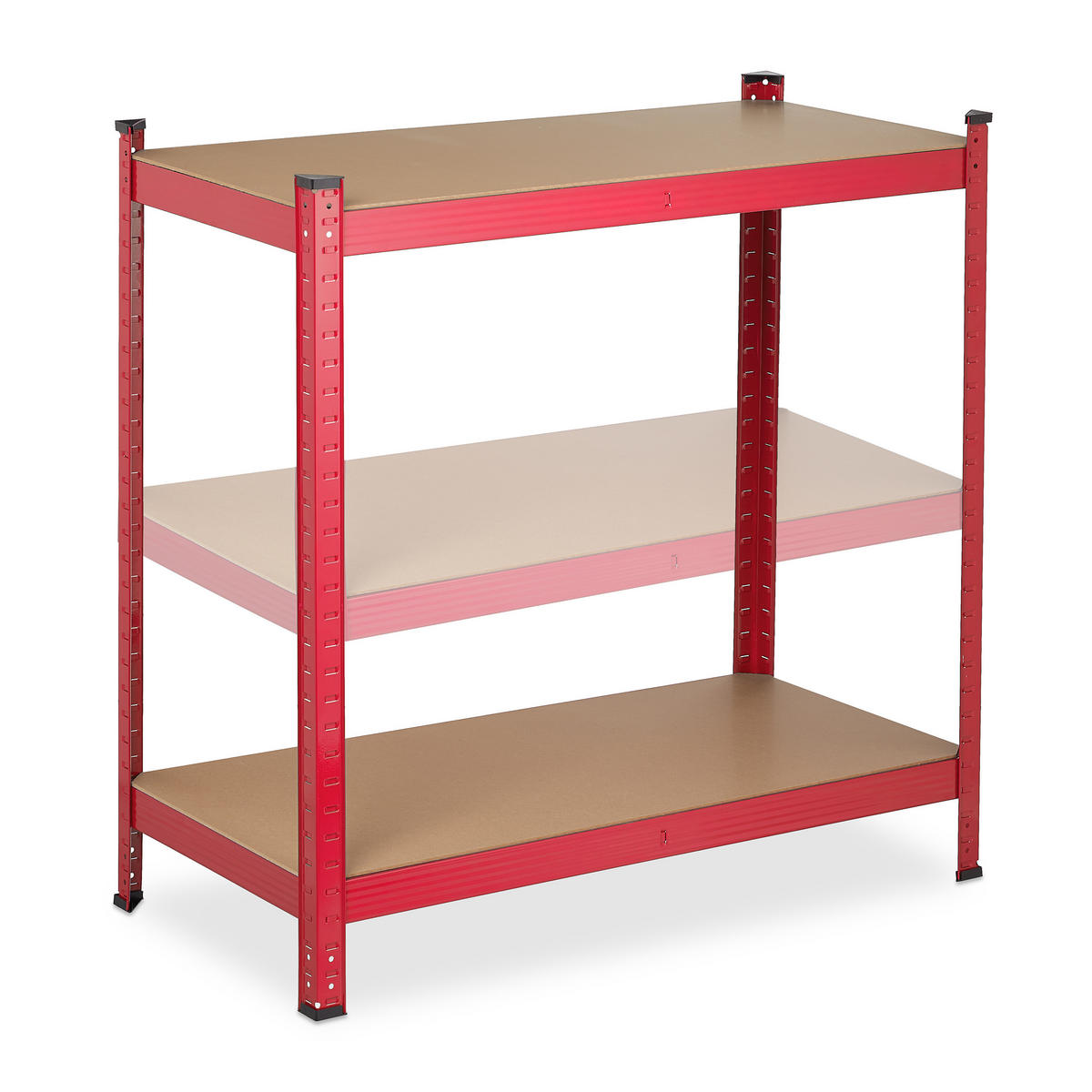 SCHWERLASTREGAL - Rot, Holzwerkstoff/Kunststoff (90/180/45cm) - Relaxdays