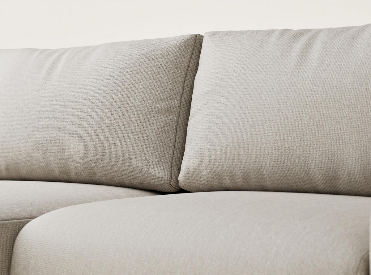 ECKSOFA MIT SCHLAFFUNKTION Numba Beige Webstoff - Beige/Schwarz, Holz/Holzwerkstoff (253/153cm) - Maison de Reve