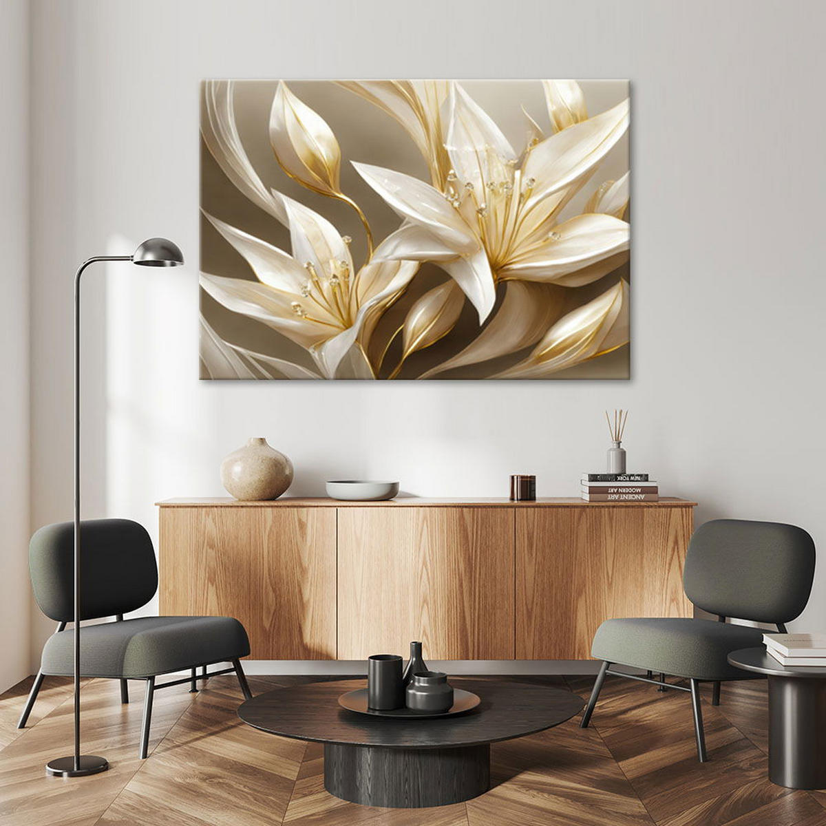 KUNSTDRUCK Gold 120/80 cm - Goldfarben, Textil (120/80cm) - KUNSTLOFT