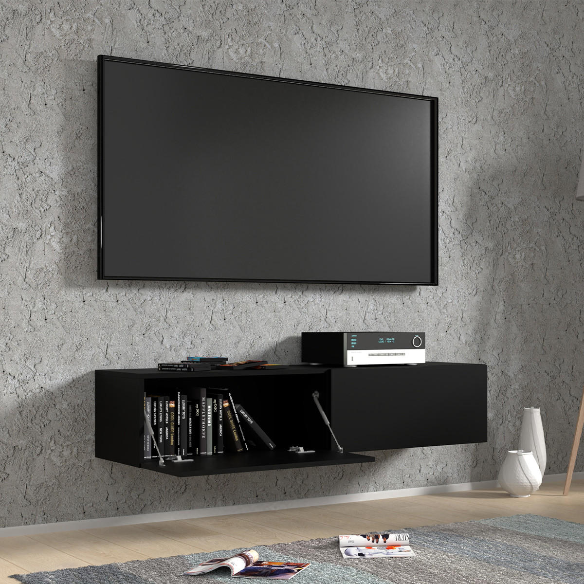 TV STOLEK Bali Matná černá - černá, kompozitní dřevo (140/30/40cm) - Petits-meubles