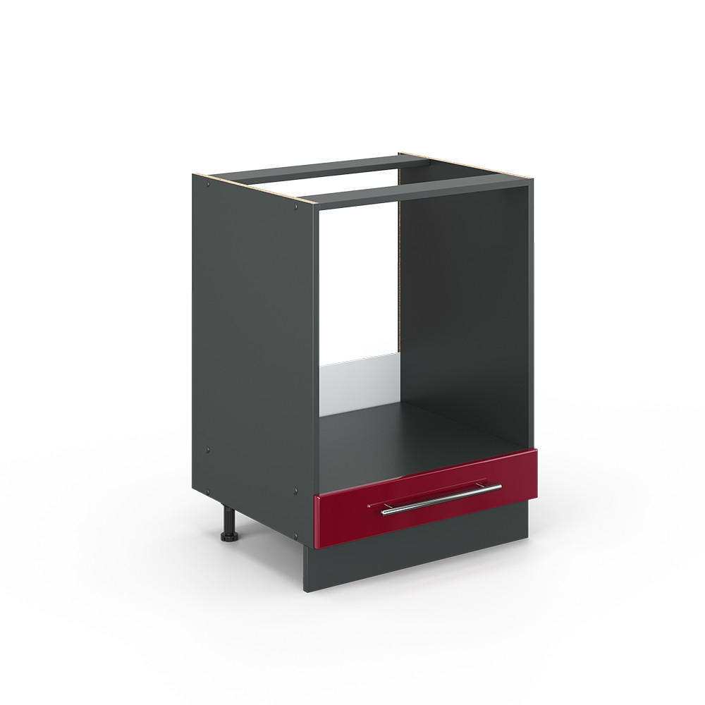 HERDUMBAUSCHRANK Fame-Line Bordeaux Hochglanz 60 cm ohne AP - Bordeaux/Anthrazit, Holzwerkstoff (60/82/51.6cm) - Vicco