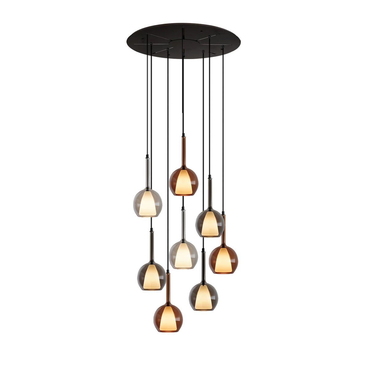 GALERIELEUCHTE Belluna 8-flammig Mehrfarbig Ø 14cm - Multicolor, Glas (14/14/35cm) - s.luce