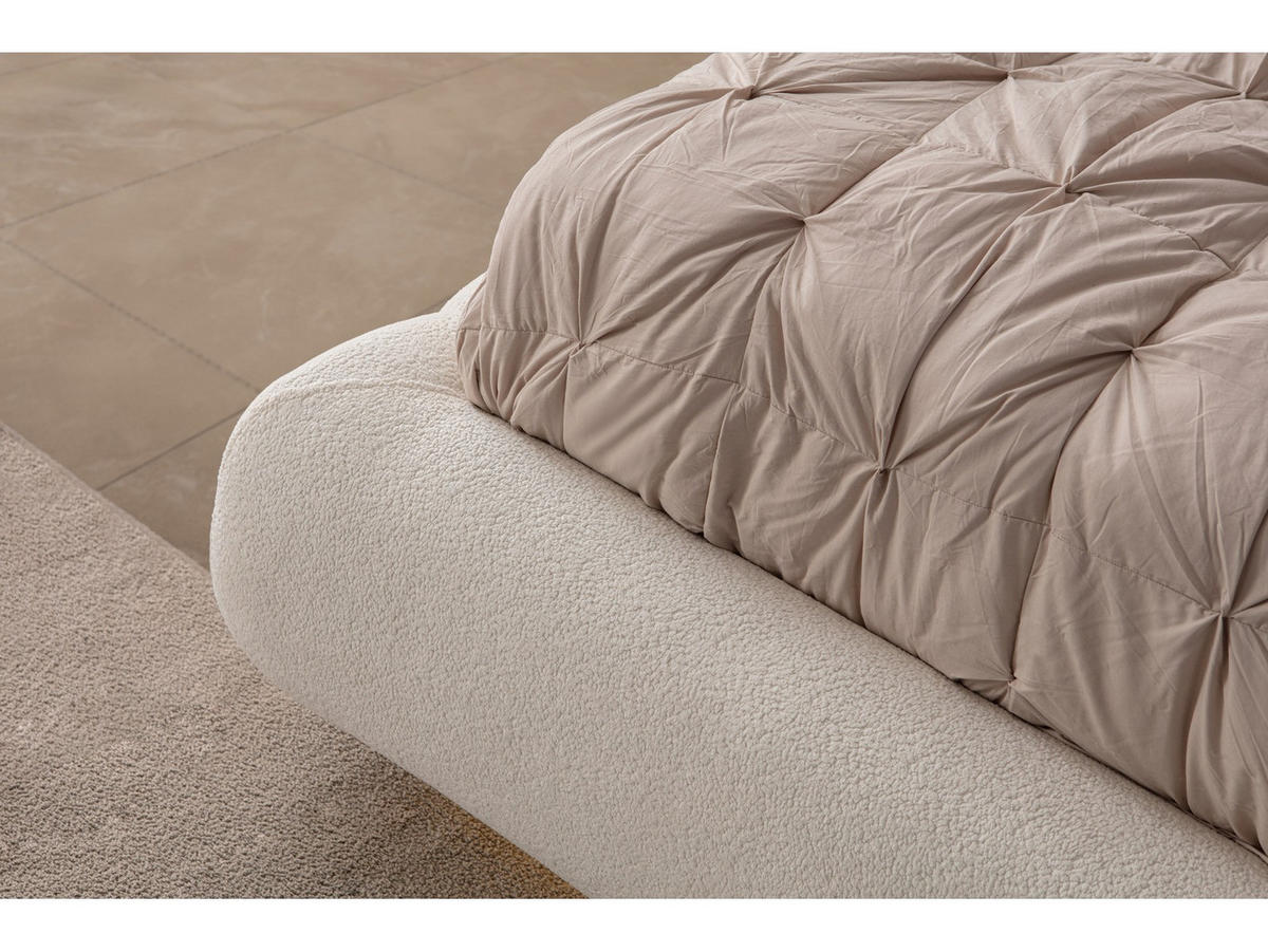 BETTANLAGE ALASKA Schlafzimmer-Set, 5-teilig, Creme, Bett mit Kopfteil, 2 Nachttische, Kleiderschrank und Kommode - Creme, Holzwerkstoff (160/200cm)