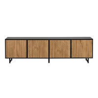 TV-LOWBOARD holzwerkstoff in natur & schwarz mit metallgestell, 4 türen - Naturfarben, Holzwerkstoff (180/50/40cm) - Urban Meuble