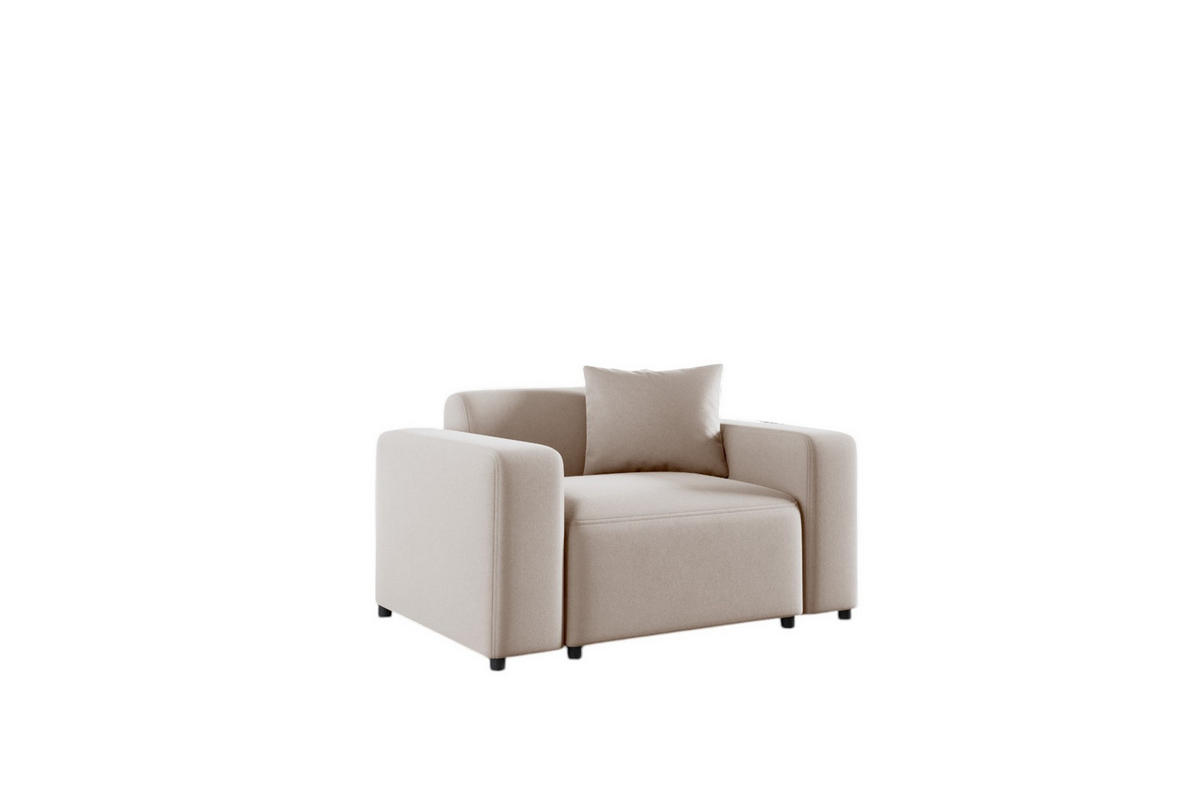 SESSEL Megan In Salvador - Beige, Holzwerkstoff/Textil (145/75/98cm) - Fun Möbel