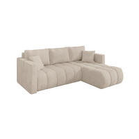 ROHOVÁ SEDAČKA s funkcí spaní, otoman vpravo GARD-L 226x146x85 béžová manšestr - černá/béžová, kompozitní dřevo/textil (226/146cm) - ALTDECOR