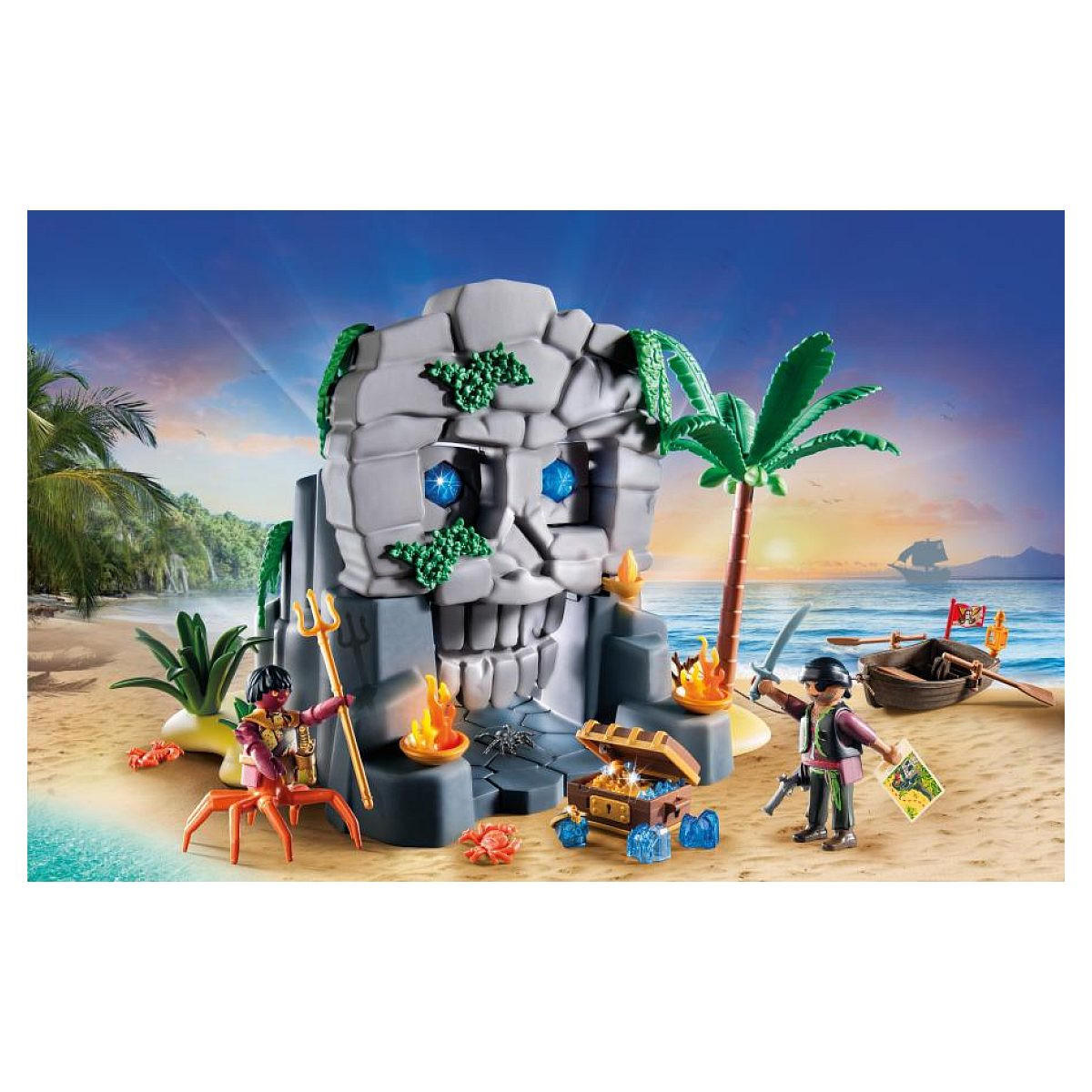 SPIELSET Piraten- und Seeungeheuer-Schatzinsel - Blau, Kunststoff (16/28/39cm) - Playmobil