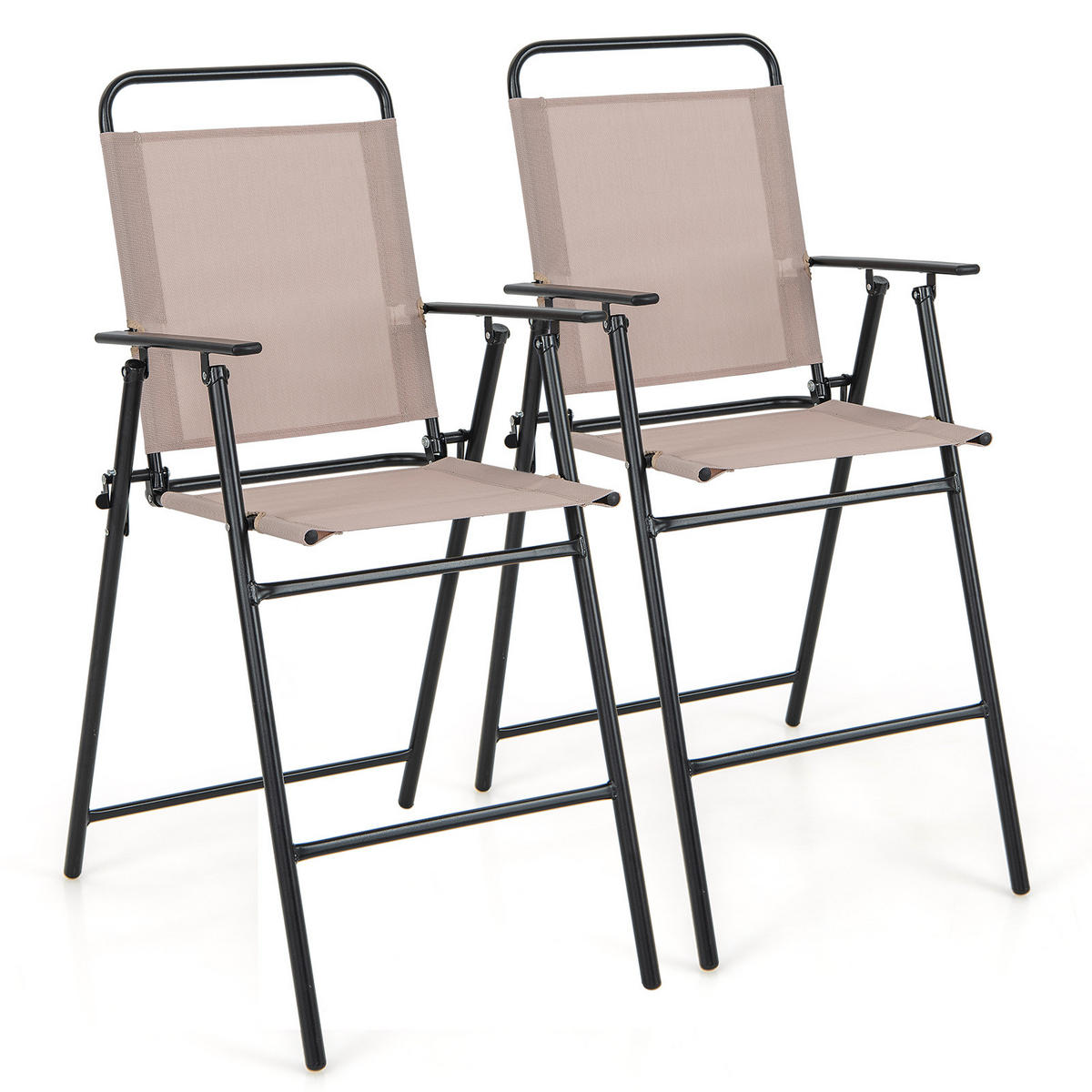 BARHOCKER Beige(2er-Set) - Beige, Metall (69/112/53cm) - COSTWAY
