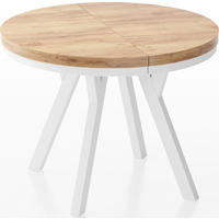 ESSTISCH Lume Weiß runder ausziehbarer, Wotan Eiche 100-150/100/76 cm - Eiche Wotan/Braun, Holz/Holzwerkstoff (100/150/76cm) - WFL GROUP