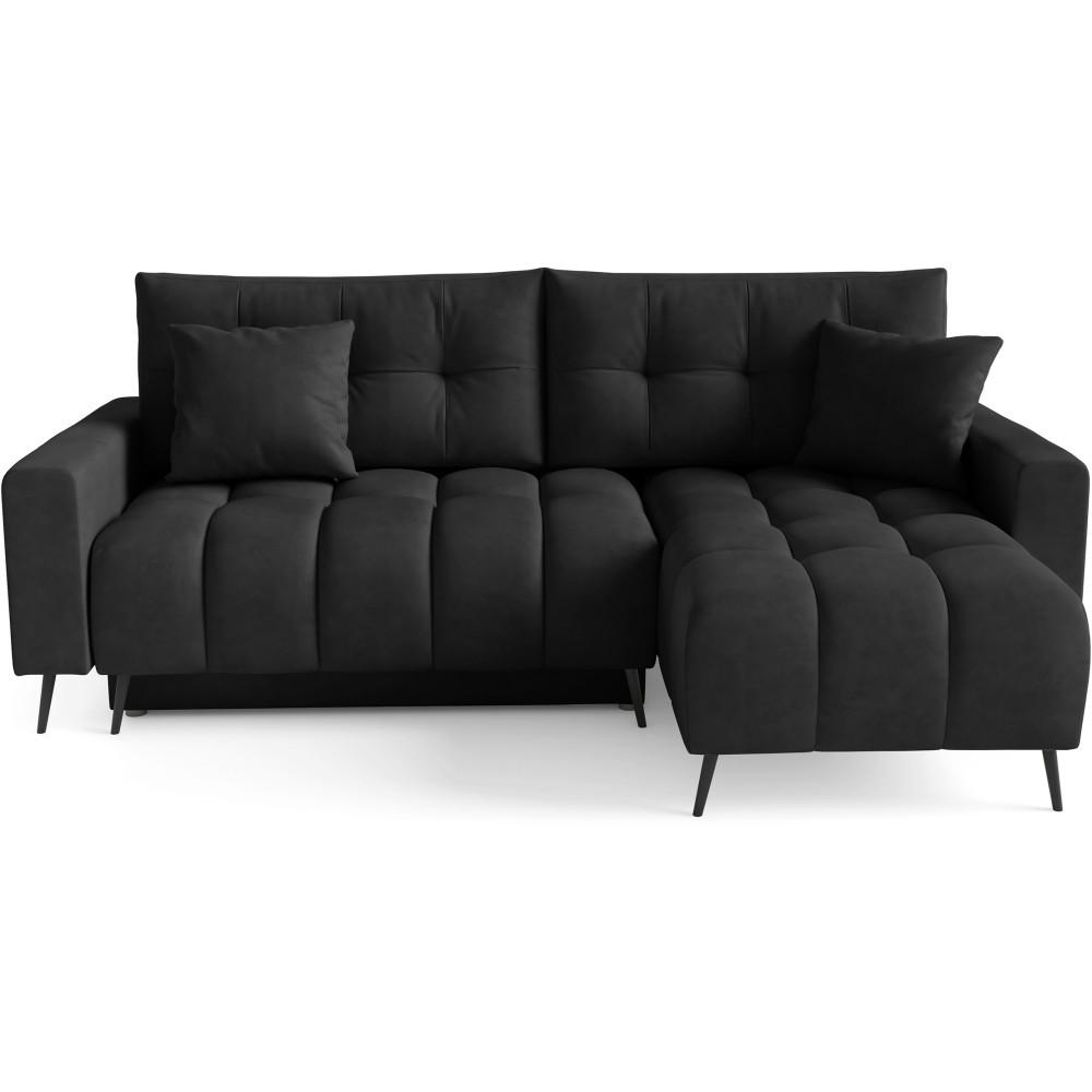 ECKSCHLAFSOFA Denver im Veloursstoff, Schwarz - Schwarz, Textil (232/148cm) - Beautysofa