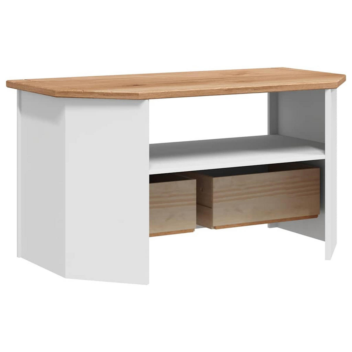TV-ECKSCHRANK Weiss 93/49/49 Cm Massivholz Panama-Kiefer - Weiß, Holz (49/93/49cm) - vidaXL