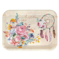 TABLETT Traumfänger, rechteckige Melamin Serviertablett 31x23 cm - Beige, Kunststoff (23/2/31cm) - Lashuma