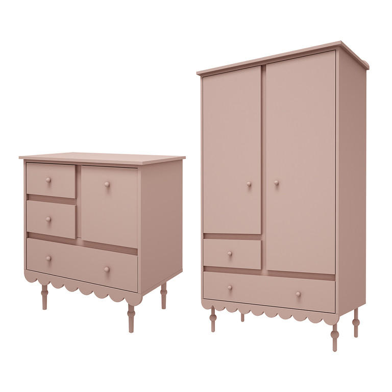 POKOJ PRO MIMINKO 2DÍLNÝ Babushka Rose - růžová, kompozitní dřevo (84/91/50cm) - Petits-meubles