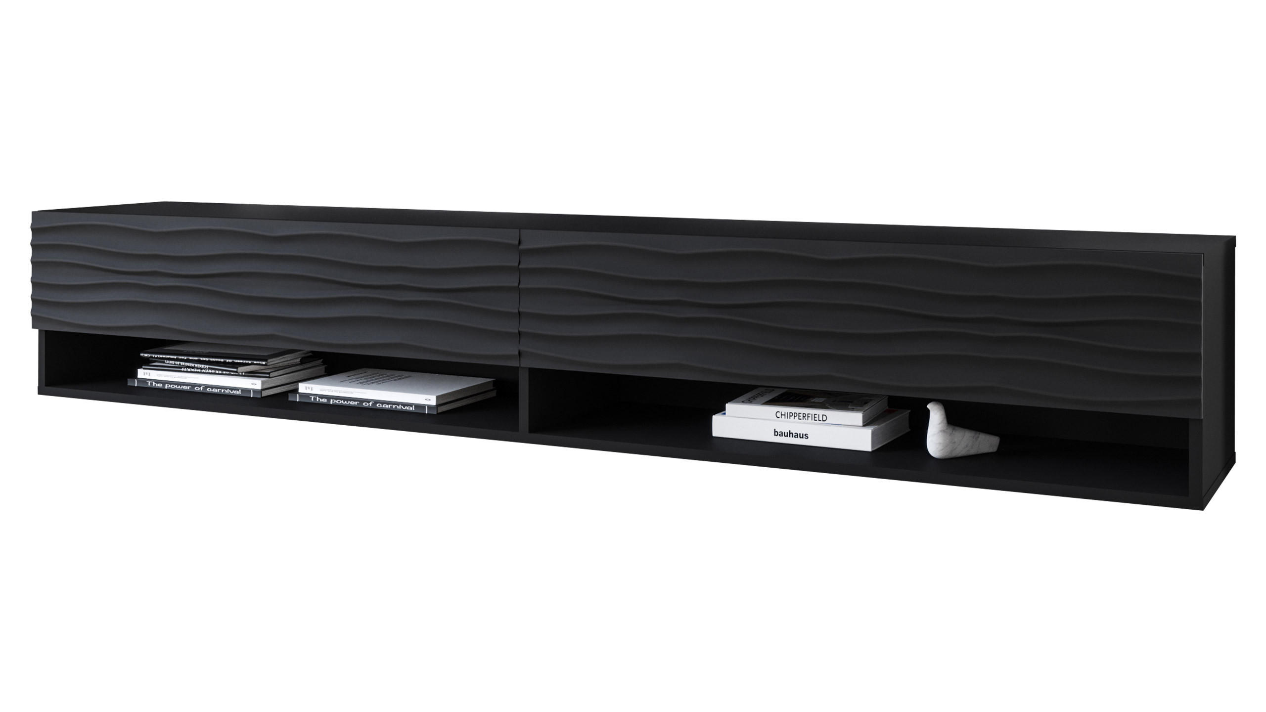 Mirjan24 Tv-Lowboard Schwarz, Graphit 180x30x33 cm