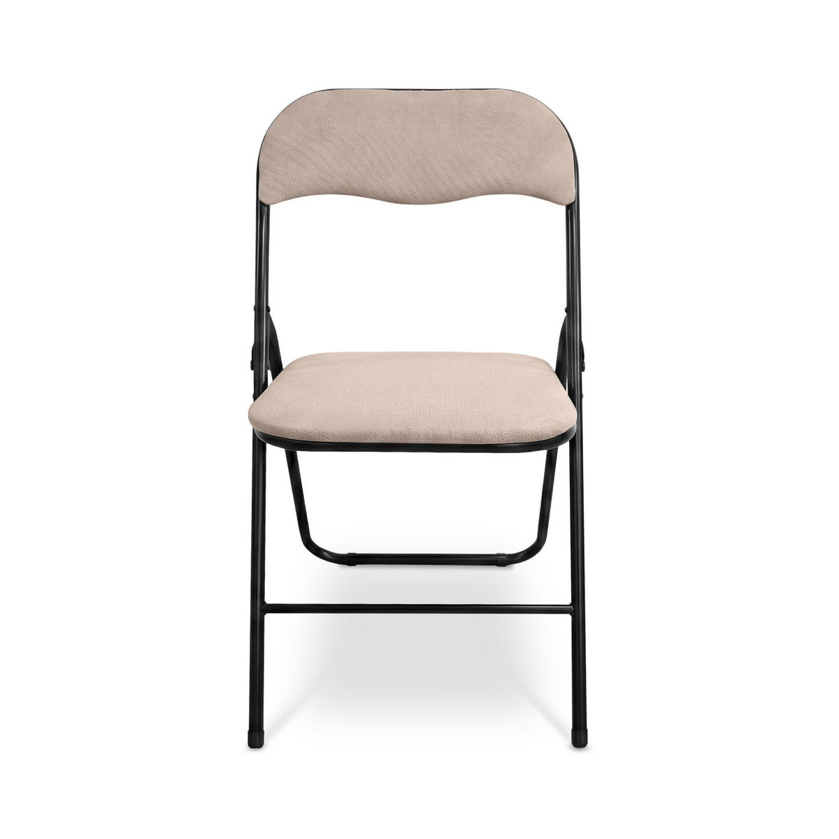 KLAPPSTÜHLE 6er-Set gepolstert, beiger Stoff und schwarze Metallbeine - Greta - Beige/Schwarz, Textil/Metall (44/78/46cm) - Sicaan