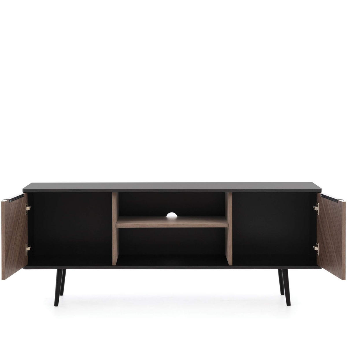 TV-LOWBOARD LANDI,Schwarz/Braun - Schwarz/Braun, Holzwerkstoff (150/60/41cm) - KONSIMO®