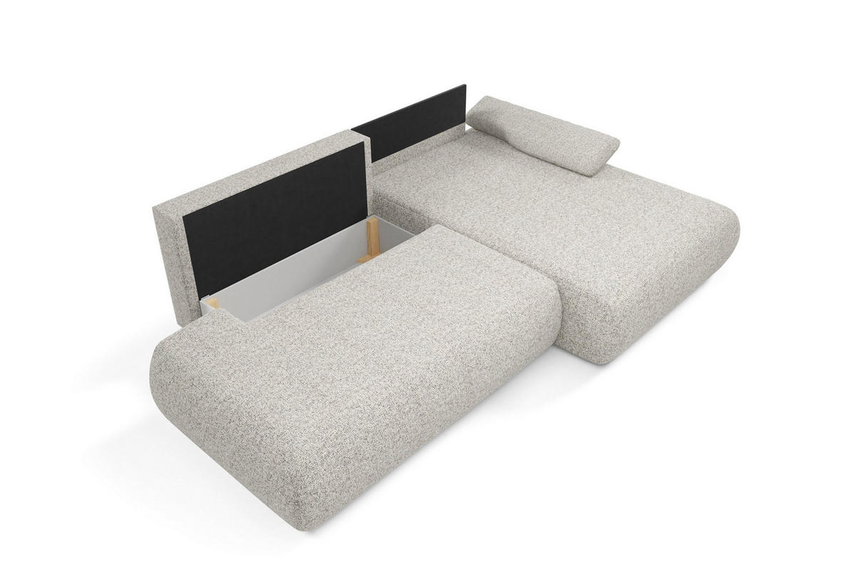 ECKSOFA DELTA R-S Hellgrau Geflochtener Stoff mit Schlaffunktion - Hellgrau, Holz (286/173.5cm) - MASSENO