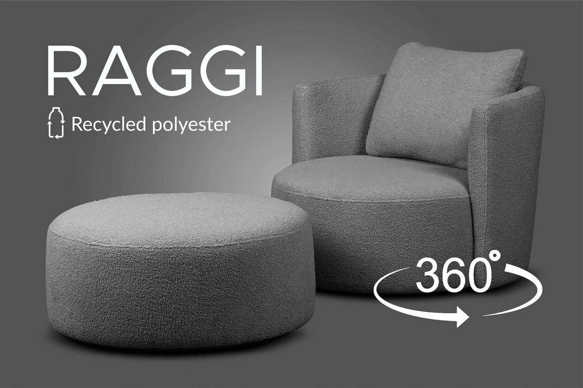 DREHSESSEL RAGGI 360° Drehfunktion mit inklusive dekorativem Kissen, dunkelgrau - Dunkelgrau, Textil (92/75/94cm) - KONSIMO®