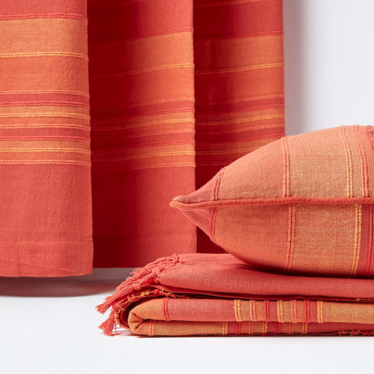 KISSENHÜLLE Morocco Stripe 60/60 cm, 100% Baumwolle - Terra cotta, Textil (60/60cm) - Homescapes