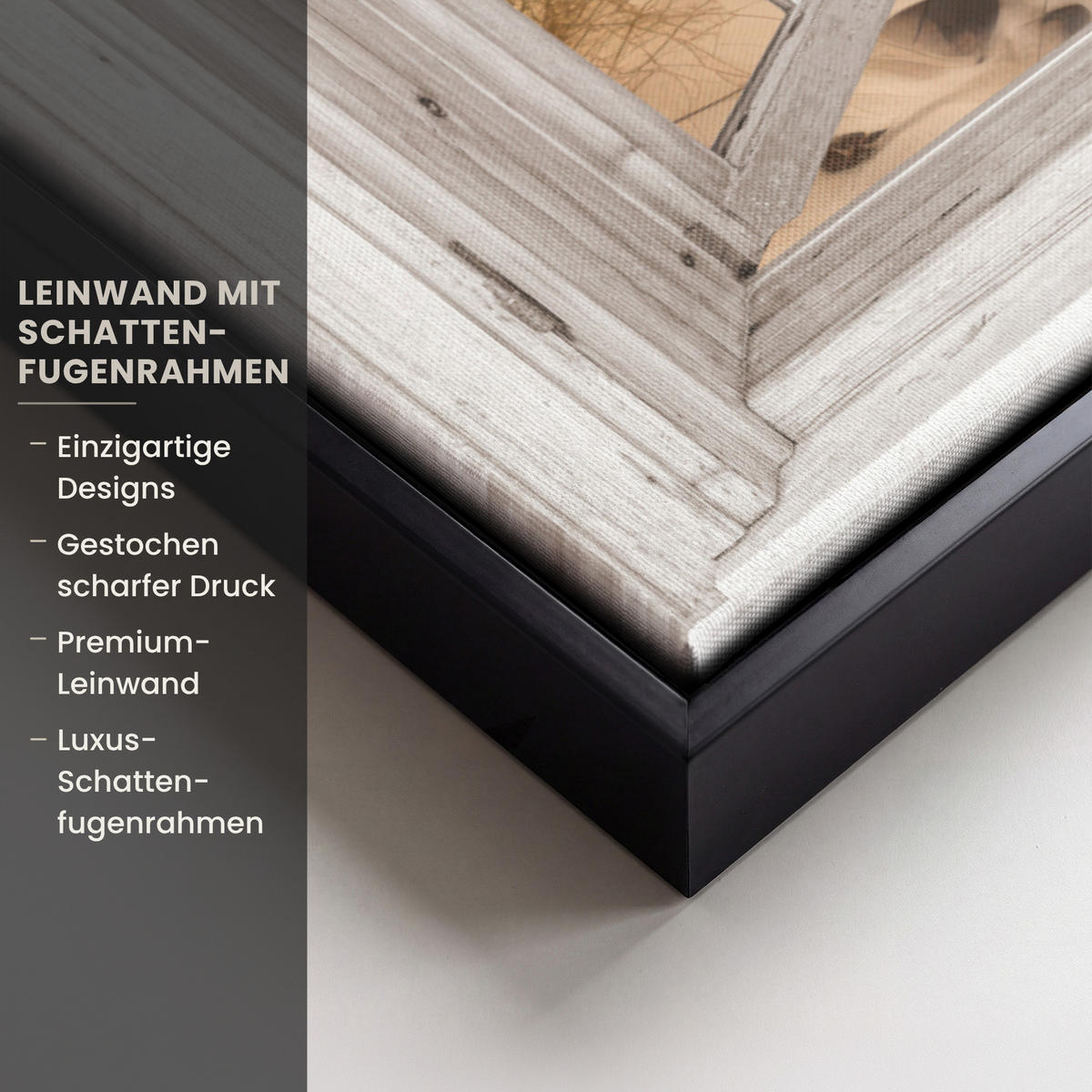 LEINWAND Bilder mit Rahmen - Fenster - Meer - Küste - Natur - Ausblick - Strand - Wattenmeer - 80x60 - Beige, Textil (80/60cm) - MuchoWow