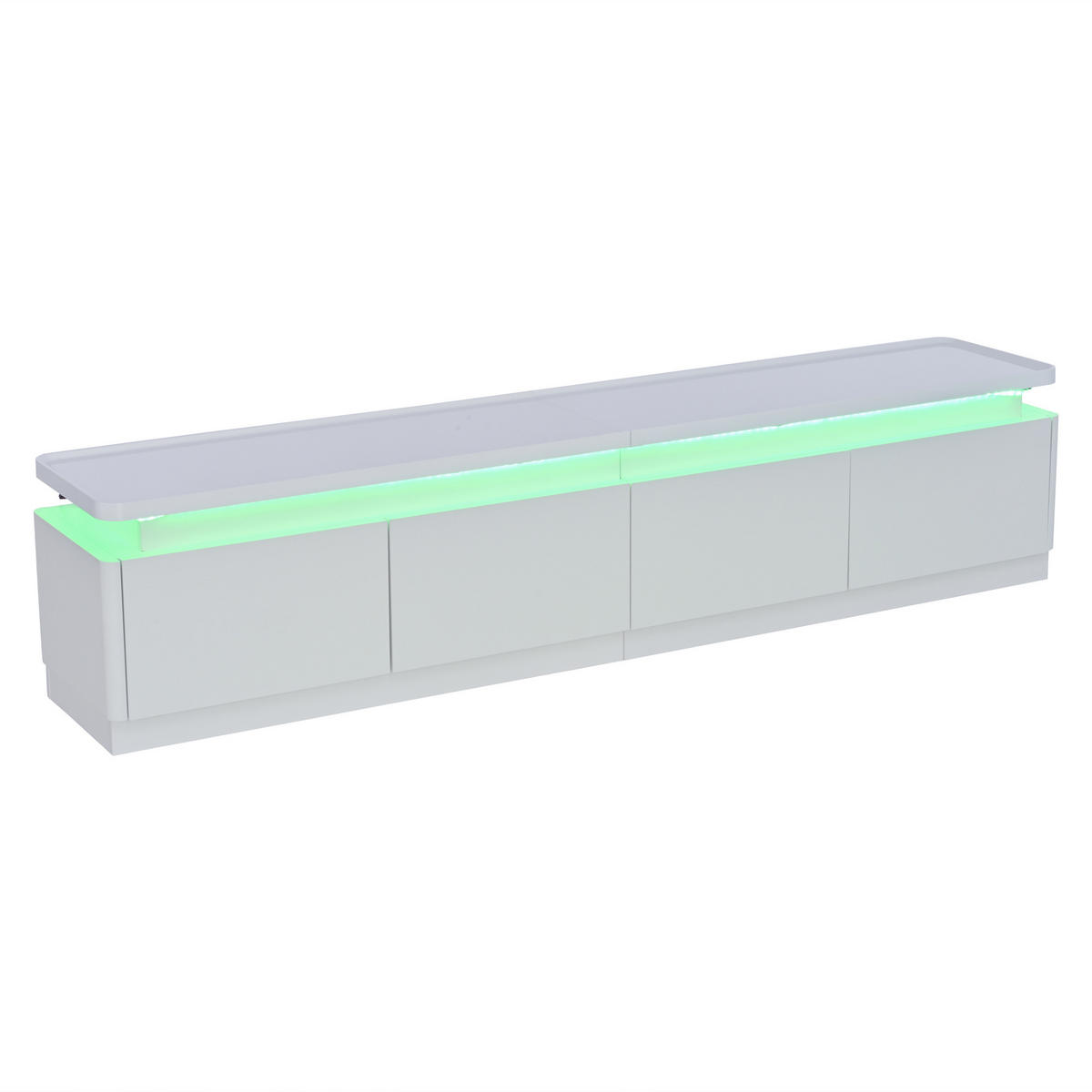 TV-SCHRANK 180/34/40 cm weiß Hochglanz mit LED-Beleuchtung und 4 Schubladen - Weiß, Holzwerkstoff (180/40/34cm) - OKWISH