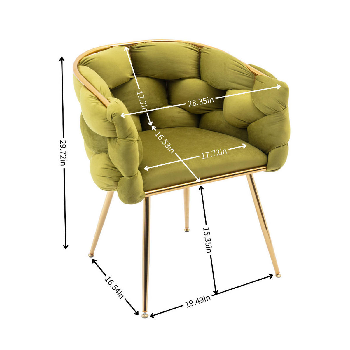 SESSEL Samt Olivgrün mit Metallgestell für Schlafzimmer, Wohnzimmer, Esszimmer - Olivgrün, Textil/Metall (73/75/56cm) - WISHDOR