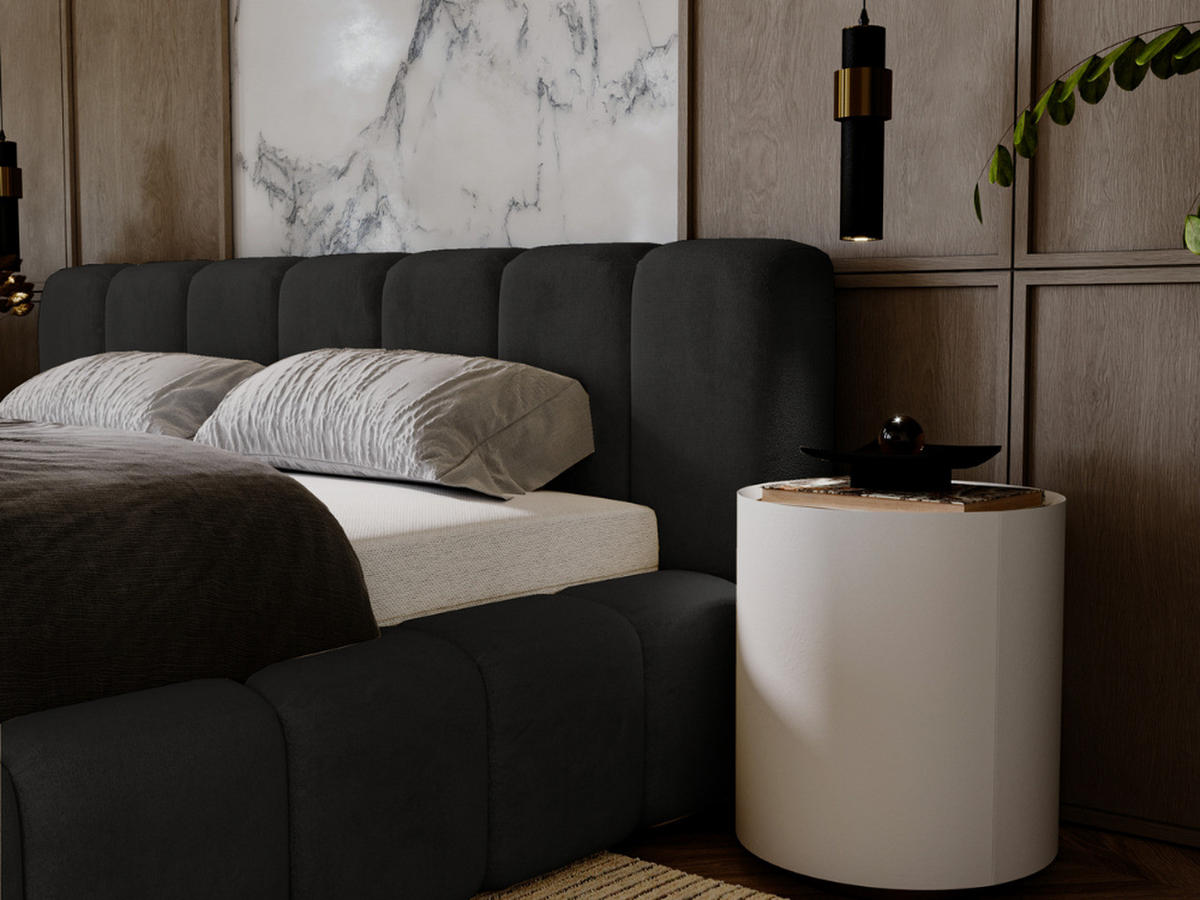 POLSTERBETT Ibiza 160x200 Schwarz - Schwarz/Naturfarben, Holz/Textil (160/200cm) - Graingold