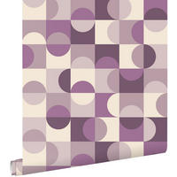 TAPETE Kreise im Bauhaus-Stil 50 x 900 cm - Lila, Papier (50/900cm) - ESTAhome