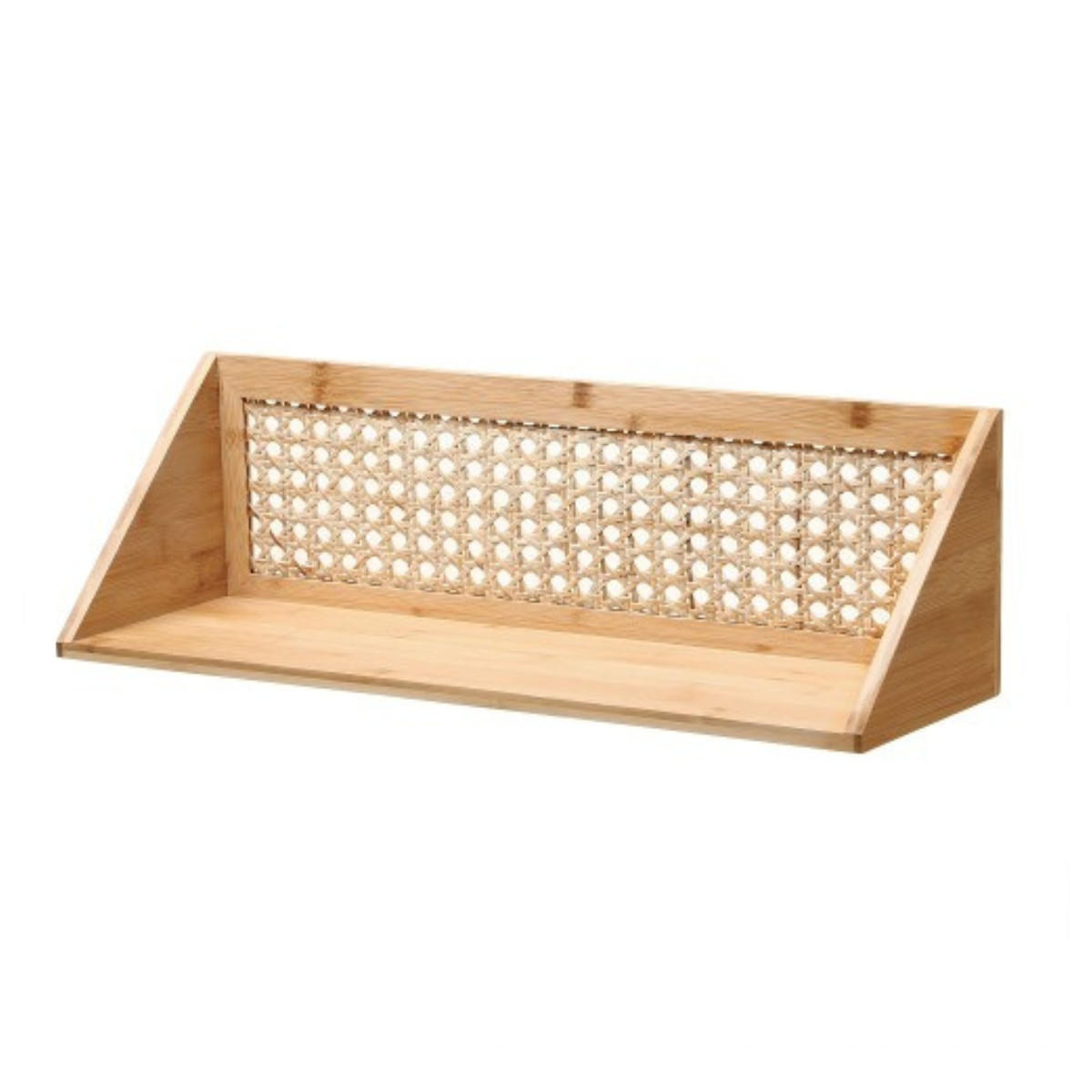 WANDREGAL aus Bambus und natürlichem Rattan 60/15/15 cm - Eschefarben, Holzwerkstoff (15/15/32cm) - Calicosy