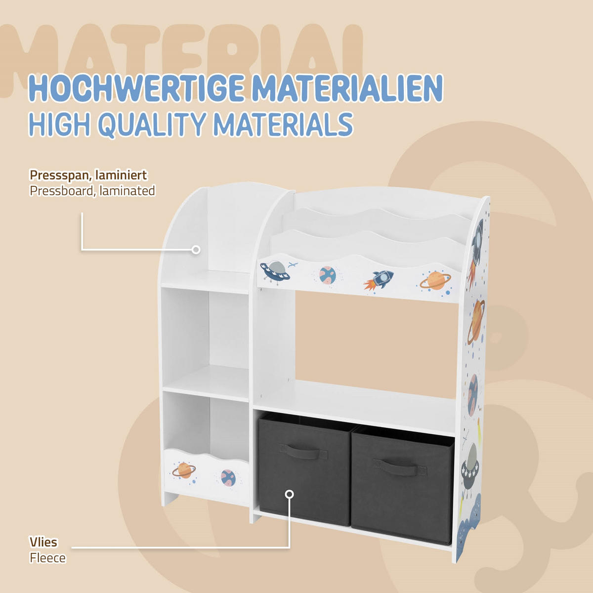KINDERREGAL - Weiß, Holzwerkstoff (93/98/30cm) - Joyz